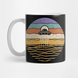 Retro vintage UFO  over ocean Mug